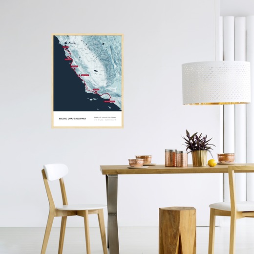 Our Pacific Coast Highway Road Trip Poster - Route Map 3