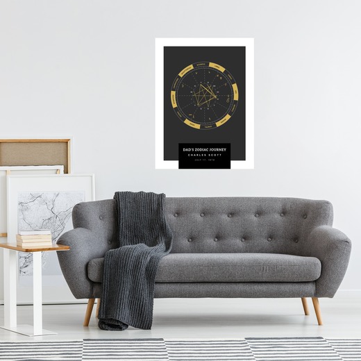 Dad’s Zodiac Journey Poster - Dark Gold- Natal Chart 3