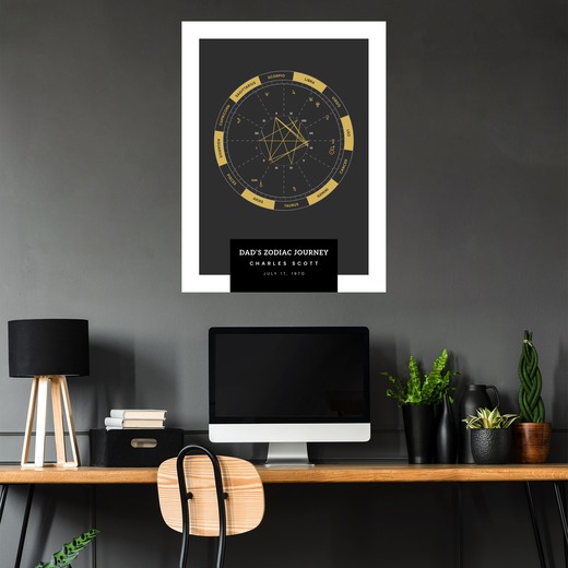 Dad’s Zodiac Journey Poster - Dark Gold- Natal Chart 5