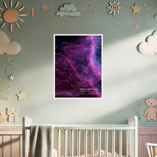 Newborn Twins Poster in Nebula - Celestial Map 2