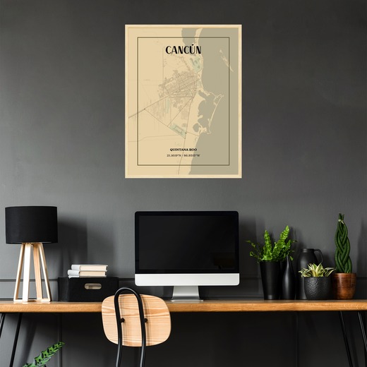 Cancun in Vintage Poster - Street Map 2