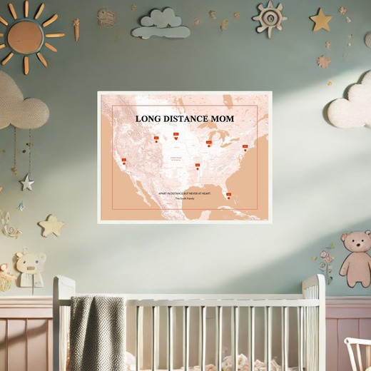 Long Distance Mom Poster - Terrain Map 2