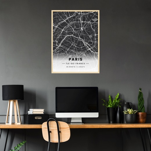 Paris in Dark Poster - Street Map 2