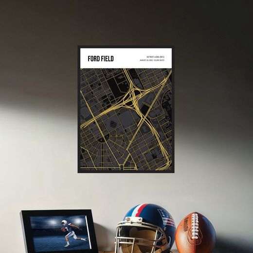 Detroit Lions Stadium Poster - Street Map 3