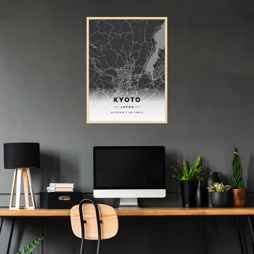 Kyoto in Dark Poster - Street Map 2