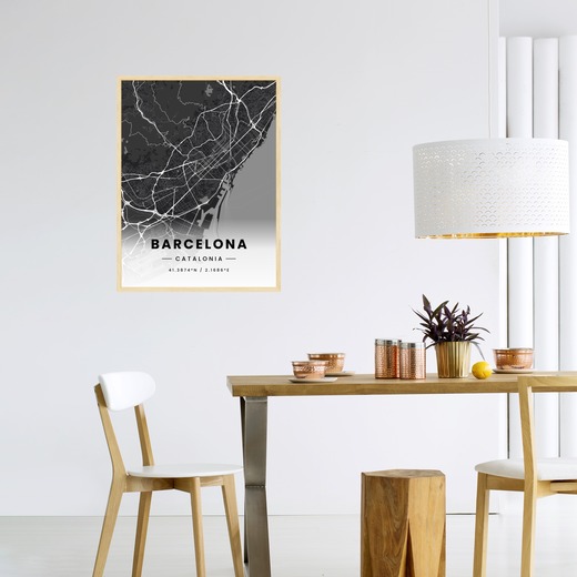 Barcelona in Dark Poster - Street Map 3