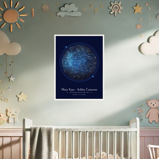 Newborn Twins Poster in Starry - Celestial Map 2