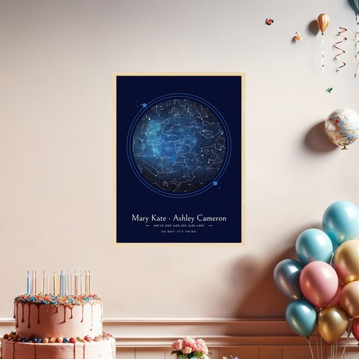 Newborn Twins Poster in Starry - Celestial Map 3