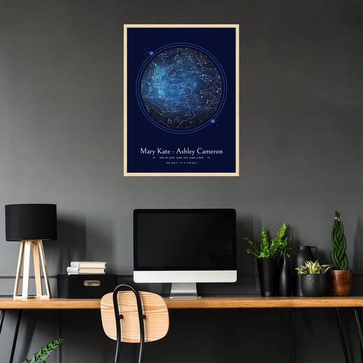 Newborn Twins Poster in Starry - Celestial Map 5