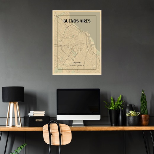 Buenos Aires in Vintage Poster - Street Map 2