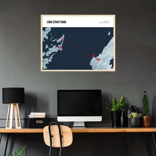 Cook Strait Swim Poster - Route Map 2