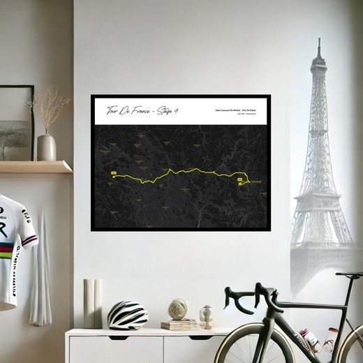 2023 Tour de France Stage 9 Poster - Route Map 2